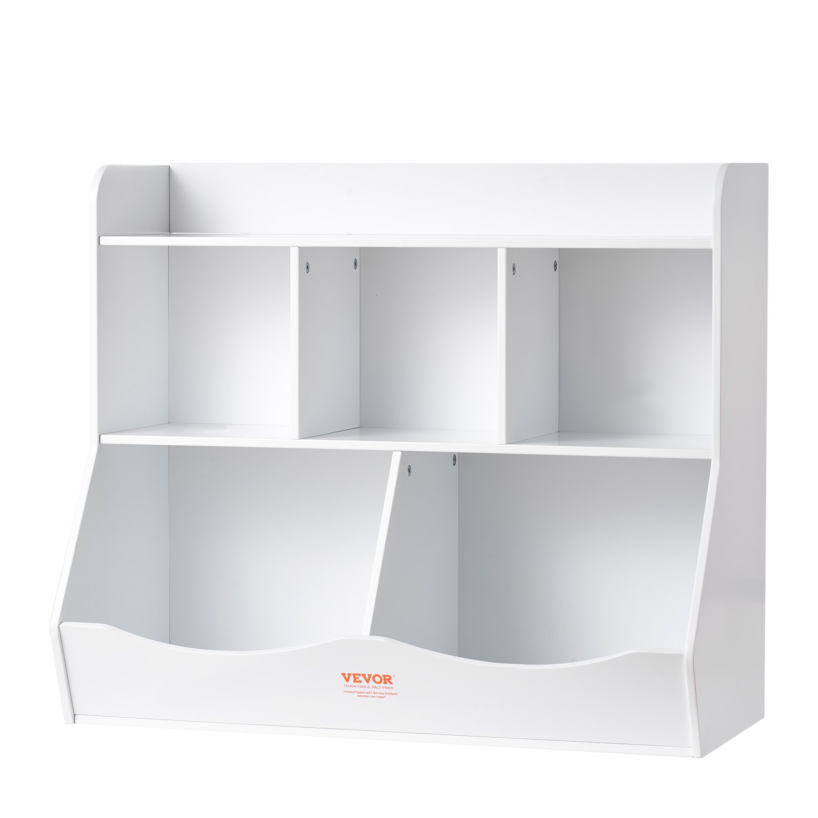 VEVOR - Armario de madera para juguetes con 5 compartimentos, organizador de juguetes con estantería, ideal para habitación infantil, sala de juegos, guardería, color blanco
