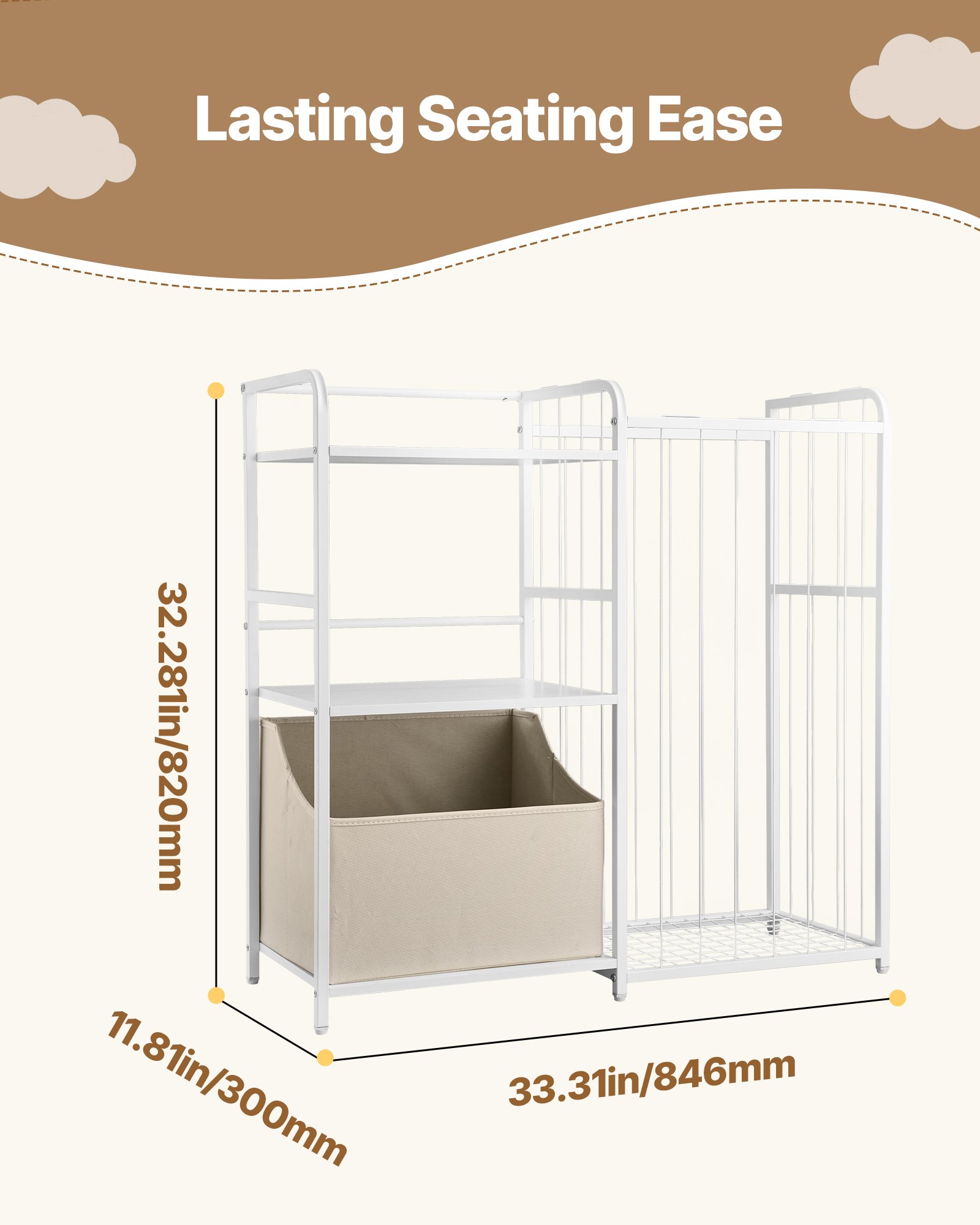 Estantería infantil VEVOR con espacio para guardar peluches, organizador de juguetes, estantería de 2 niveles con baúl de tela para juguetes, ideal para habitación infantil, sala de estar, entrada, guardería, preescolar, color blanco.