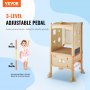 VEVOR Taburete plegable para niños pequeños, ayuda de cocina para niños ajustable en 3 alturas, torre de aprendizaje para niños de madera maciza con protección de seguridad, versátil para cocina, dormitorio y baño