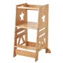 VEVOR Taburete de torre, taburetes de 3 niveles de altura ajustable para niños, taburete de cocina, taburete de aprendizaje de bambú para niños con riel de seguridad para encimera de cocina, baño, 350 libras