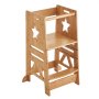 Taburete de torre de bambú VEVOR con recortes en forma de estrella y múltiples escalones.
