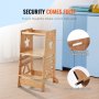 VEVOR Taburete de torre, taburetes de 3 niveles de altura ajustable para niños, taburete de cocina, taburete de aprendizaje de bambú para niños con riel de seguridad para encimera de cocina, baño, 350 libras