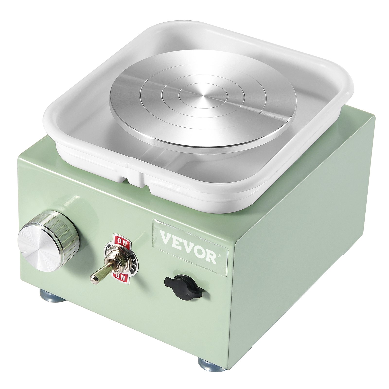 VEVOR Mini torno de cerámica, 0-320 RPM, velocidad ajustable, máquina formadora de cuencos desmontables, 2 platos giratorios de 2,56/3,94 pulgadas, máquina eléctrica de torno de cerámica, 18 accesorios, para manualidades, bricolaje en casa, color verde