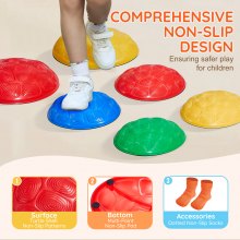 VEVOR Kids Balance Stepping Stones - Carrera de obstáculos sensoriales, 6 piezas, para exterior e interior