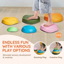 VEVOR Kids Balance Stepping Stones - Carrera de obstáculos sensoriales, 6 piezas, para exterior e interior