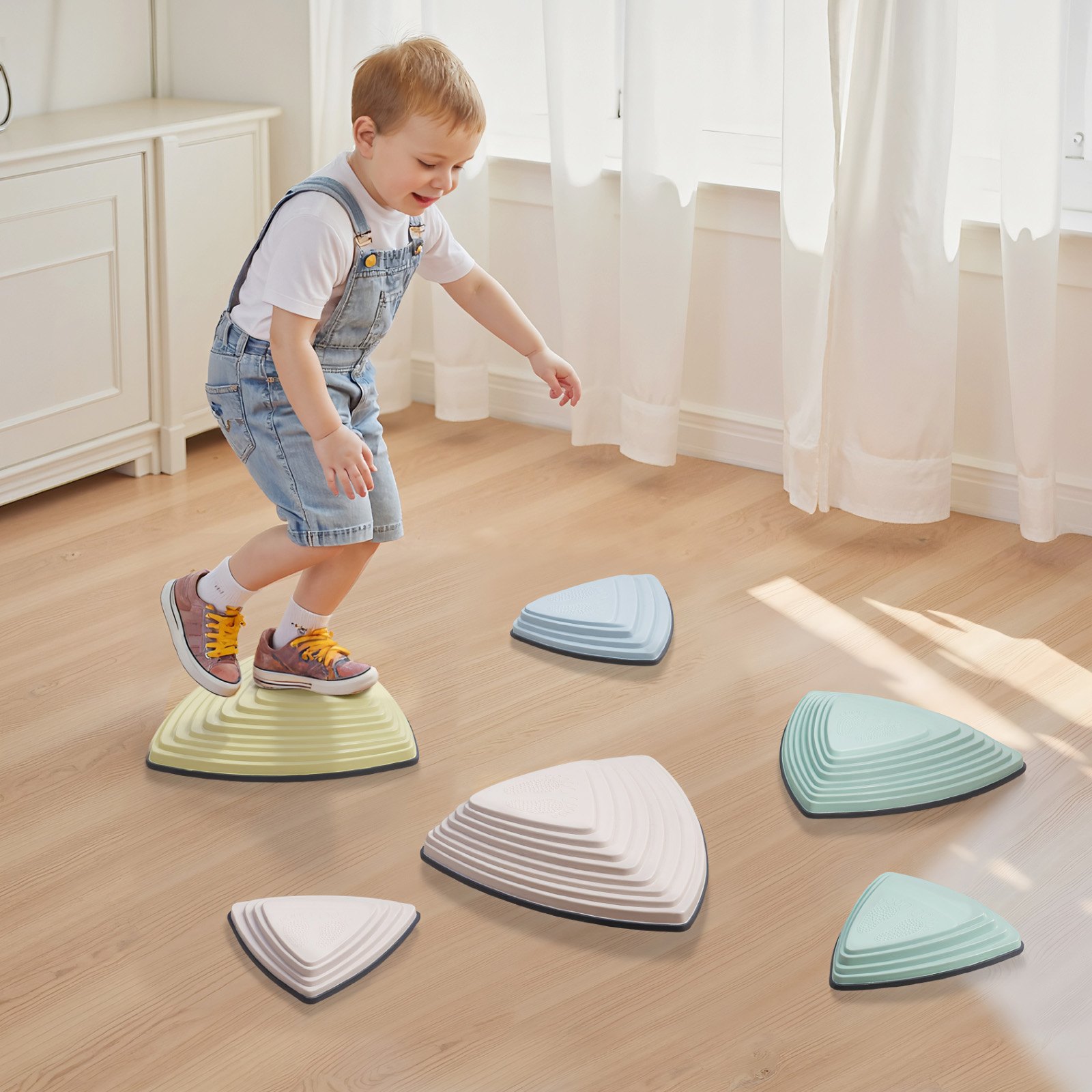 VEVOR - Piedras de equilibrio para niños (6 unidades, hasta 100 kg), antideslizantes, juego de coordinación sensorial para niños pequeños, ideal para interiores y exteriores, para niños de 3, 4, 5, 6, 7 y 8 años en adelante.