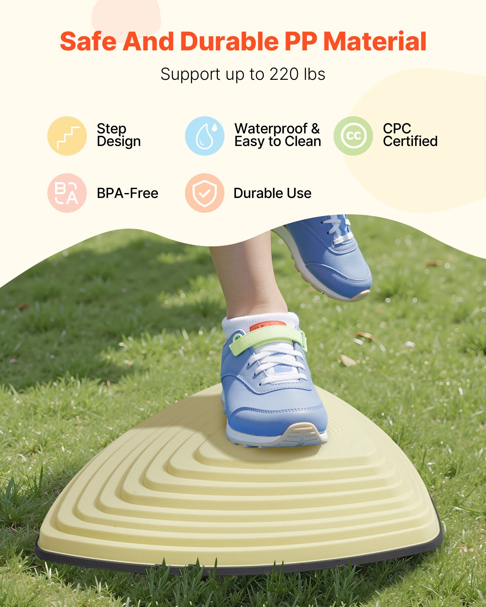 VEVOR Balance Stepping Stones for Kids, 6 PCS, Up to 220 lbs, Non-Slip Toddlers Sensory Stepping Stones, Obstacle Course Coordination Game Toys Indoor or Outdoor Play for Children Aged 3 4 5 6 7 8+