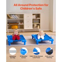 Cuna apilable para niños de 42" x 23" para guardería, cuna para siesta para niños en color azul (paquete de 6)