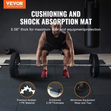 VEVOR - Juego de 6 alfombrillas para gimnasio de 0,56" de grosor, 24" x 24" de espuma EVA y parte superior de goma entrelazadas para entrenamiento con una cobertura de 24 pies cuadrados, suelos de rompecabezas impermeables para ejercicios de gimnasio, hogar, garaje, sótano, color negro y azul