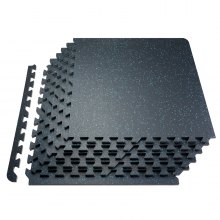 VEVOR - Juego de 6 alfombrillas para gimnasio de 0,56" de grosor, 24" x 24" de espuma EVA y parte superior de goma entrelazadas para entrenamiento con una cobertura de 24 pies cuadrados, suelos de rompecabezas impermeables para ejercicios de gimnasio, hogar, garaje, sótano, color negro y azul