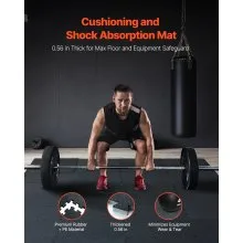 VEVOR - Juego de 6 alfombrillas para gimnasio de 0,56" de grosor, 24" x 24" de espuma EVA y parte superior de goma entrelazadas para entrenamiento con una cobertura de 24 pies cuadrados, suelos de rompecabezas impermeables para ejercicios de gimnasio, hogar, garaje, sótano, color negro y azul