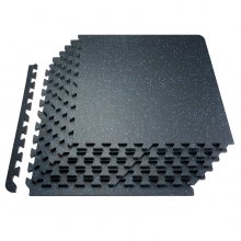 VEVOR - Tapetes de gimnasio de 1,4 cm de grosor, 6 baldosas de goma EVA, 63,5 x 63,5 cm, 2,3 m² de cobertura, con diseño de rompecabezas entrelazado, para gimnasio, hogar y garaje, color negro y azul