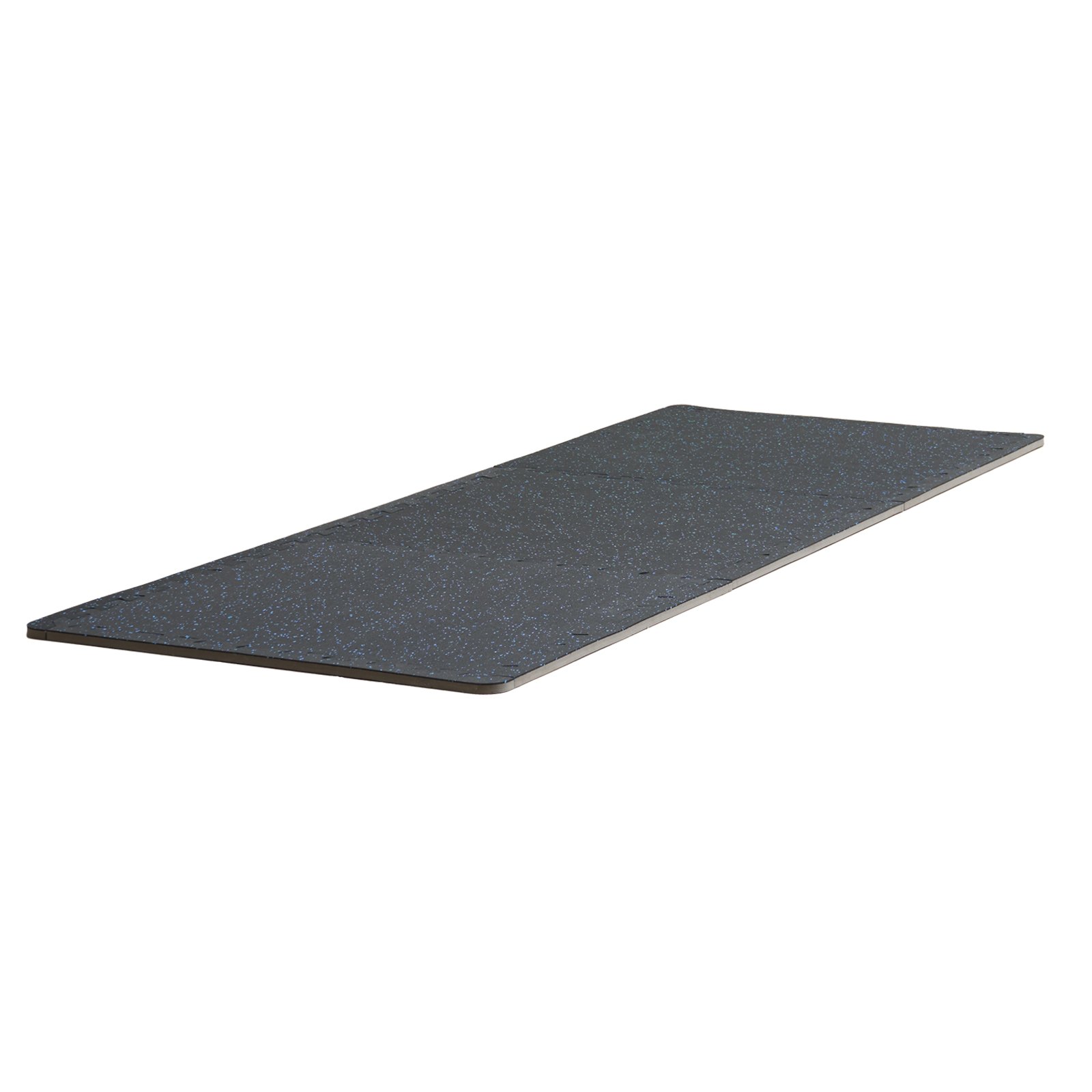 VEVOR - Tapetes de gimnasio de 1,4 cm de grosor, 6 baldosas de goma EVA, 63,5 x 63,5 cm, 2,3 m² de cobertura, con diseño de rompecabezas entrelazado, para gimnasio, hogar y garaje, color negro y azul