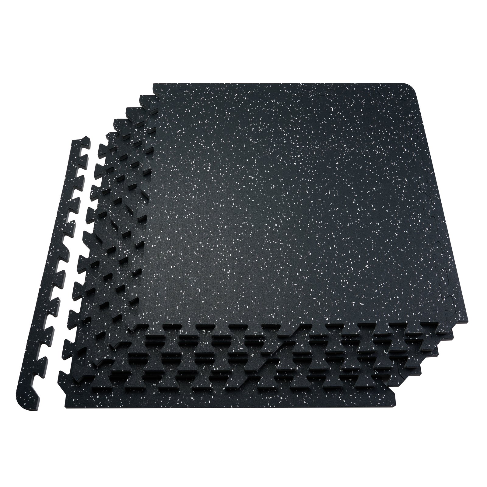 VEVOR - Juego de 6 alfombrillas para gimnasio de 0,56" de grosor, 24" x 24" de espuma EVA y parte superior de goma entrelazadas para entrenamiento con una cobertura de 24 pies cuadrados, suelos de rompecabezas impermeables para ejercicios de gimnasio, hogar, garaje, sótano, color blanco y negro