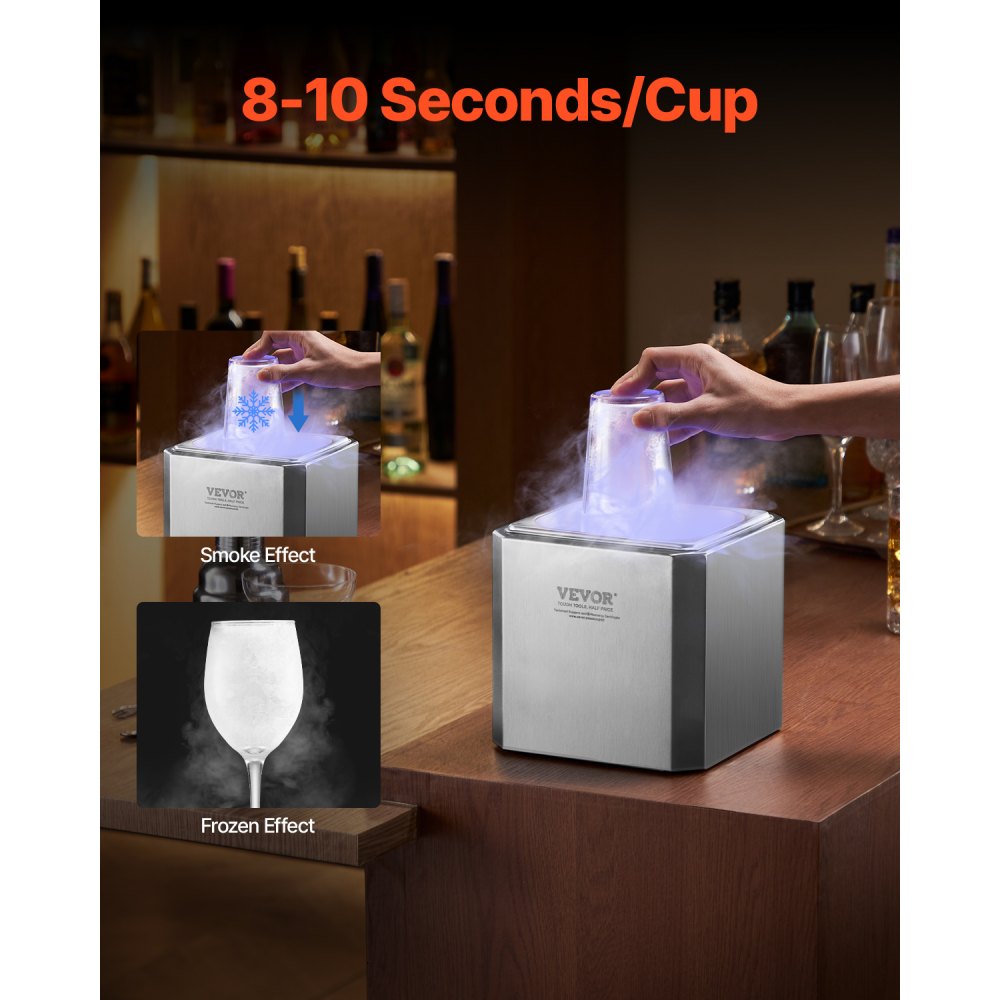 Enfriador de vasos VEVOR, enfriador de CO2 para cerveza, 8-10 segundos por taza con luz LED, enfriador instantáneo para vino, cócteles, champán, bebidas mixtas y zumos. Ideal para bares, restaurantes y cocinas.