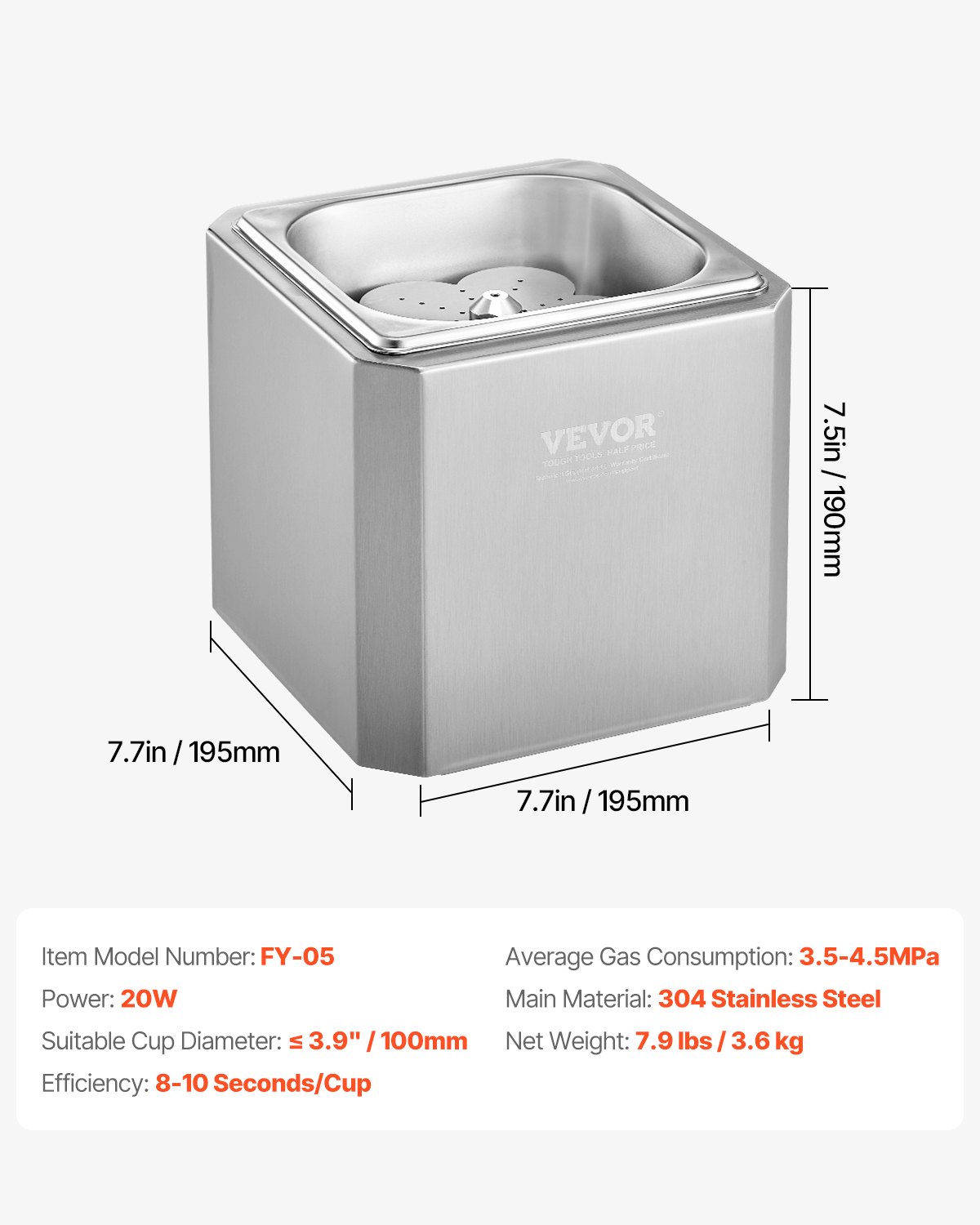 Enfriador de vasos VEVOR, enfriador de CO2 para cerveza, 8-10 segundos por taza con luz LED, enfriador instantáneo para vino, cócteles, champán, bebidas mixtas y zumos. Ideal para bares, restaurantes y cocinas.