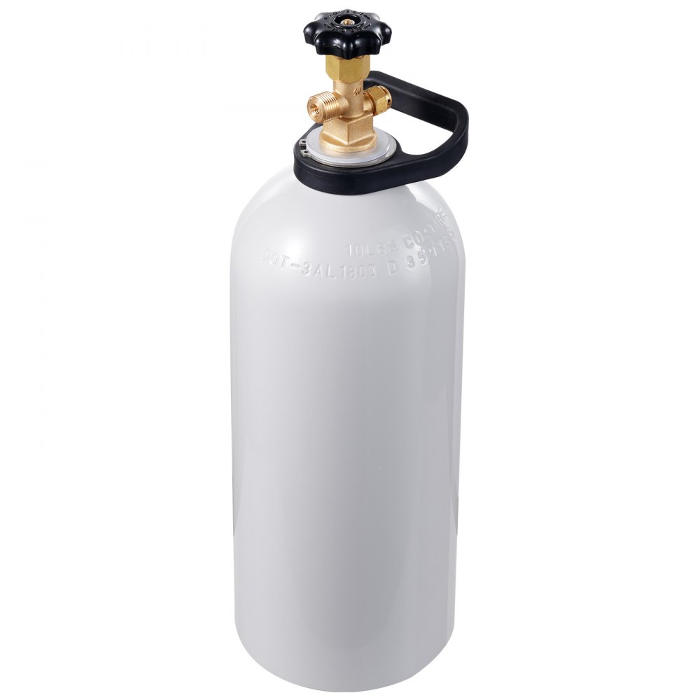 Tanque de CO2 VEVOR, cilindro nuevo de aleación de aluminio de 4,5 kg (10 lb), tanque de aire CO2 con recubrimiento ligero en aerosol, válvula CGA320, asa y presión ajustable, cilindro aprobado por el DOT para dispensación de cerveza de barril y máquinas de refrescos.