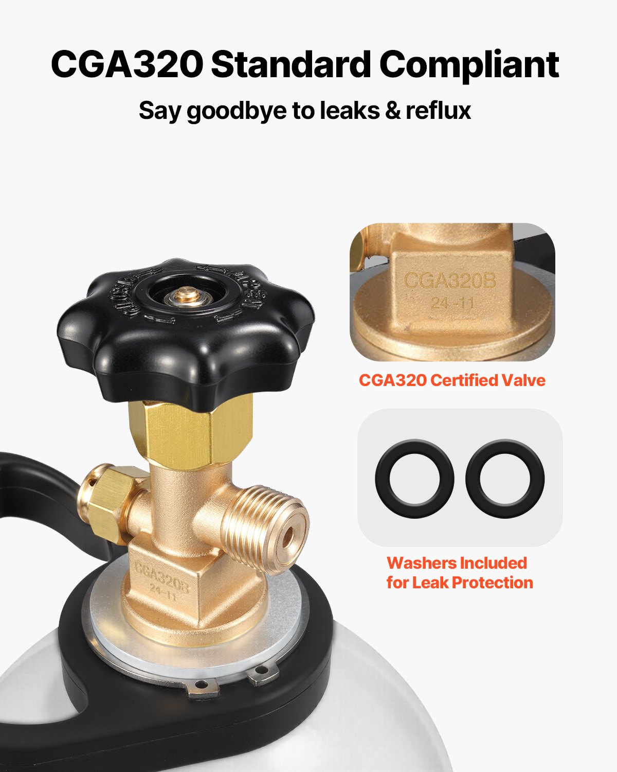 Tanque de CO2 VEVOR, cilindro nuevo de aleación de aluminio de 4,5 kg (10 lb), tanque de aire CO2 con recubrimiento ligero en aerosol, válvula CGA320, asa y presión ajustable, cilindro aprobado por el DOT para dispensación de cerveza de barril y máquinas de refrescos.