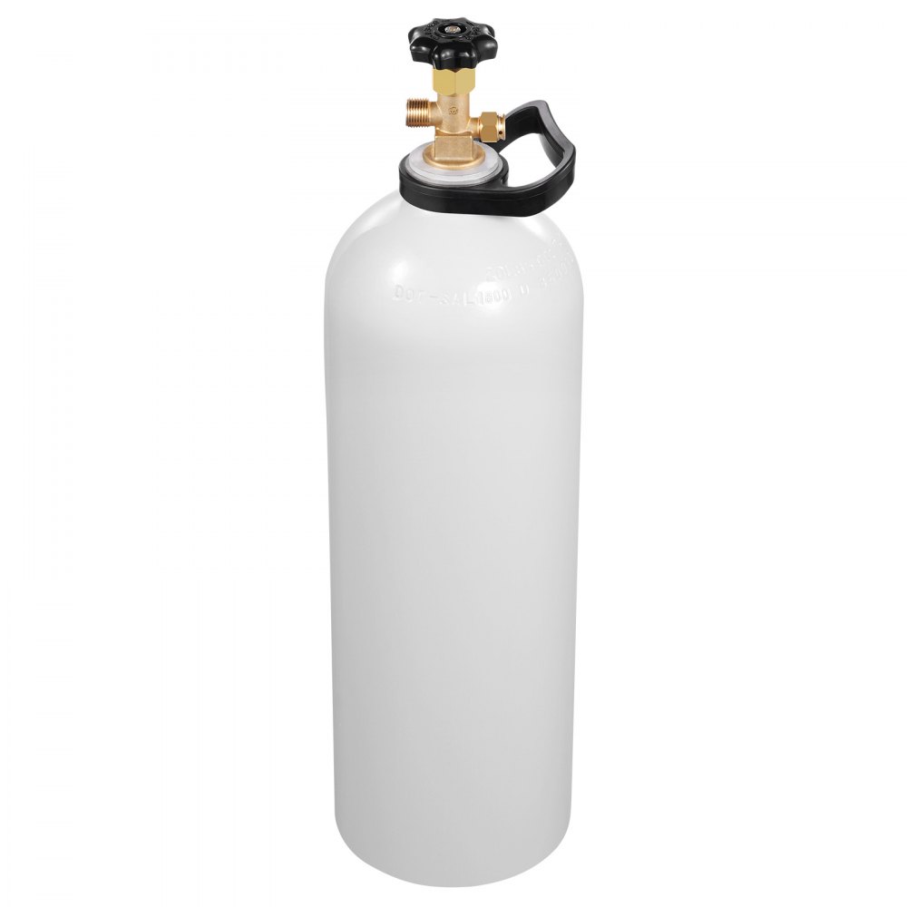 Tanque de CO2 VEVOR, cilindro de aleación de aluminio nuevo de 20 libras, tanque de aire de CO2 con revestimiento de pulverización ligero, válvula CGA320, manija y sifón de cobre morado, cilindro aprobado por DOT para dispensar cerveza de barril y hacer refrescos