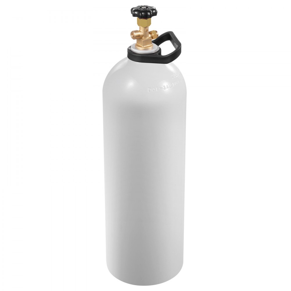 Tanque de CO2 VEVOR, cilindro de aleación de aluminio nuevo de 20 libras, tanque de aire de CO2 con revestimiento de pulverización ligero, válvula CGA320, manija y sifón de cobre morado, cilindro aprobado por DOT para dispensar cerveza de barril y hacer refrescos