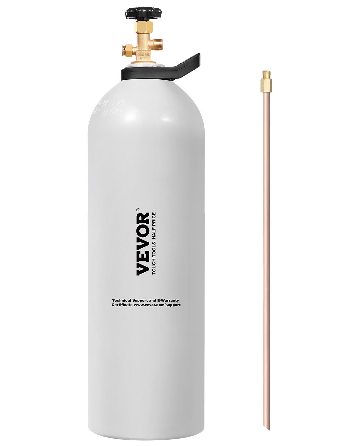 Tanque de CO2 VEVOR, cilindro de aleación de aluminio nuevo de 20 libras, tanque de aire de CO2 con revestimiento de pulverización ligero, válvula CGA320, manija y sifón de cobre morado, cilindro aprobado por DOT para dispensar cerveza de barril y hacer refrescos
