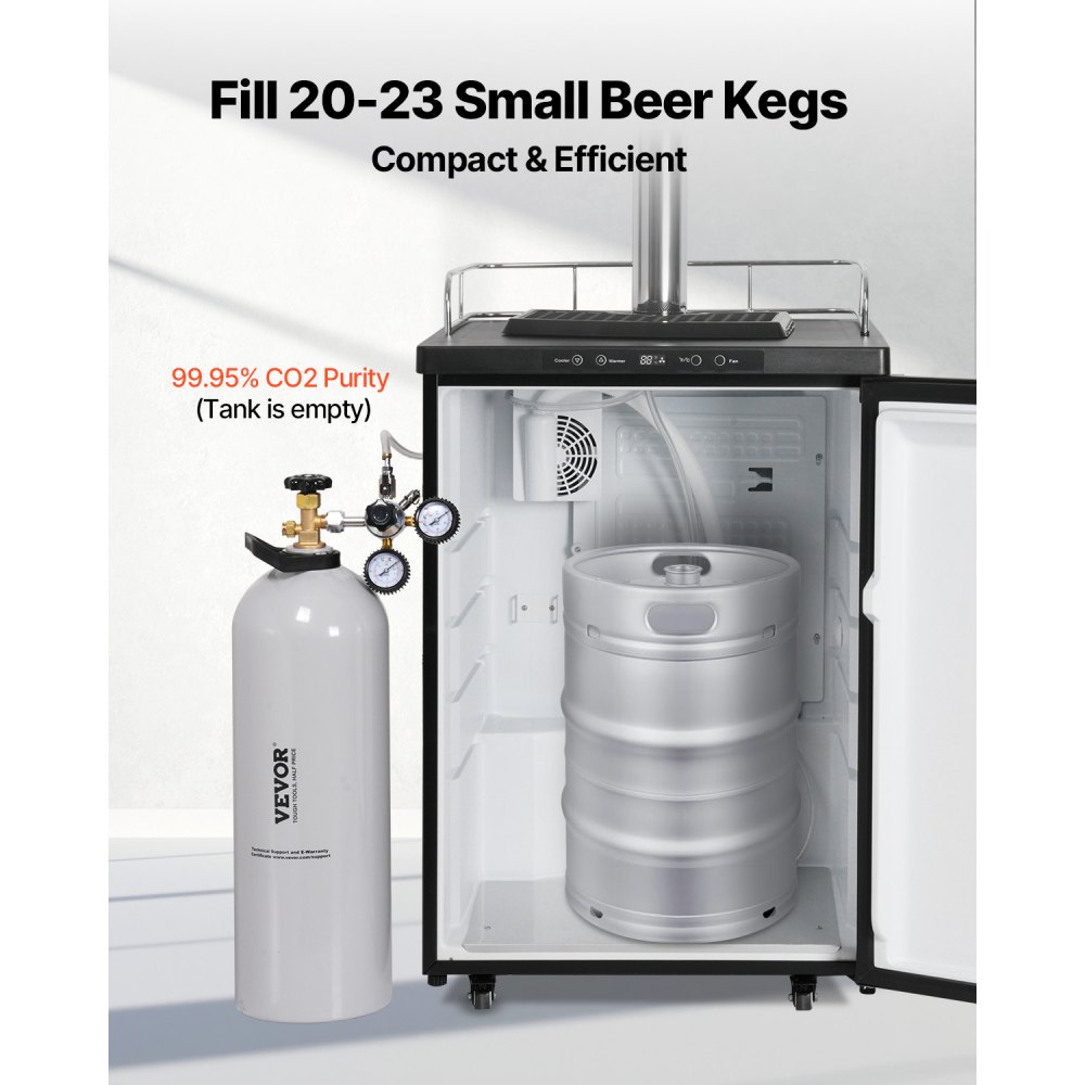 Tanque de CO2 VEVOR, cilindro de aleación de aluminio nuevo de 20 libras, tanque de aire de CO2 con revestimiento en aerosol, válvula CGA320, manija y presión ajustable, cilindro aprobado por DOT y TC para dispensar cerveza de barril y hacer refrescos