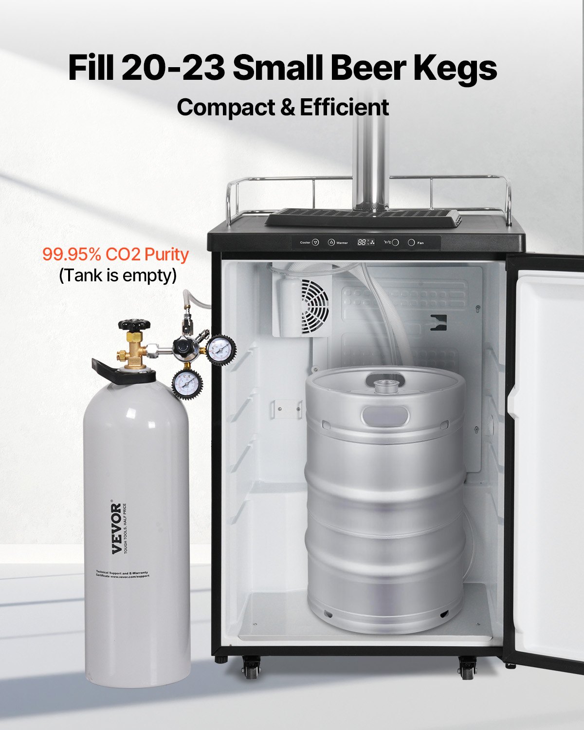 Tanque de CO2 VEVOR, cilindro de aleación de aluminio nuevo de 20 libras, tanque de aire de CO2 con revestimiento en aerosol, válvula CGA320, manija y presión ajustable, cilindro aprobado por DOT y TC para dispensar cerveza de barril y hacer refrescos
