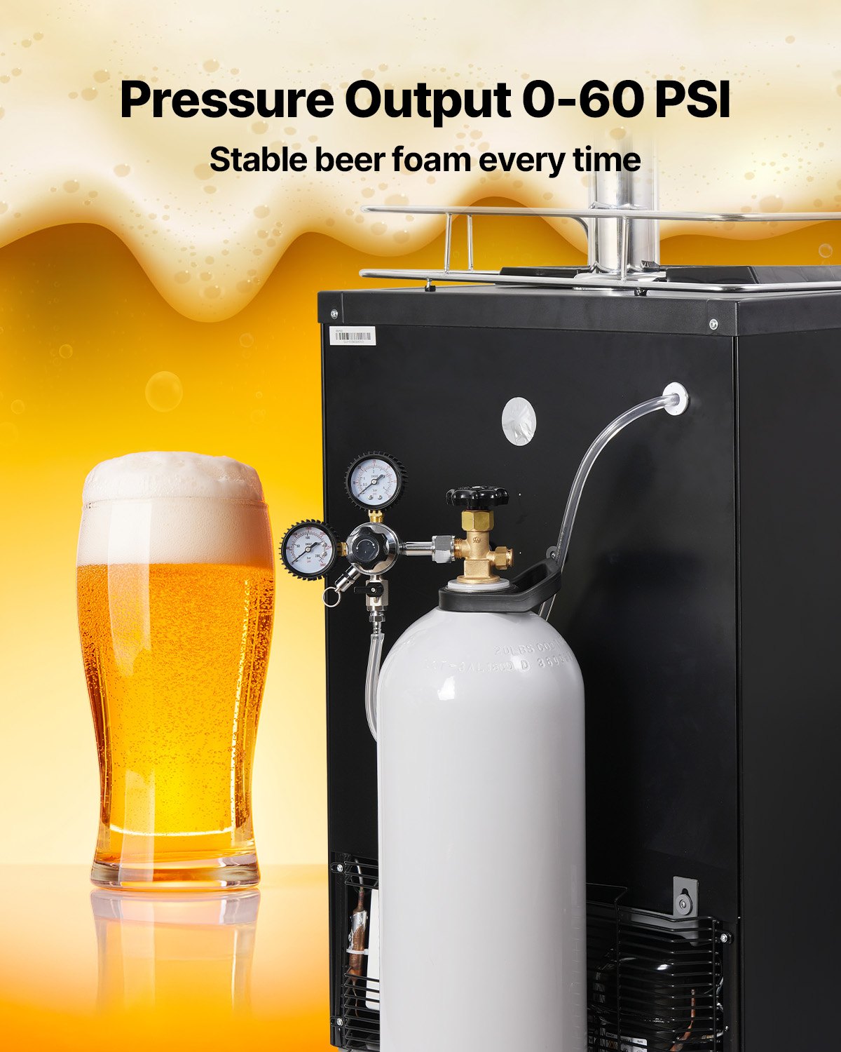 Tanque de CO2 VEVOR, cilindro de aleación de aluminio nuevo de 20 libras, tanque de aire de CO2 con revestimiento en aerosol, válvula CGA320, manija y presión ajustable, cilindro aprobado por DOT y TC para dispensar cerveza de barril y hacer refrescos