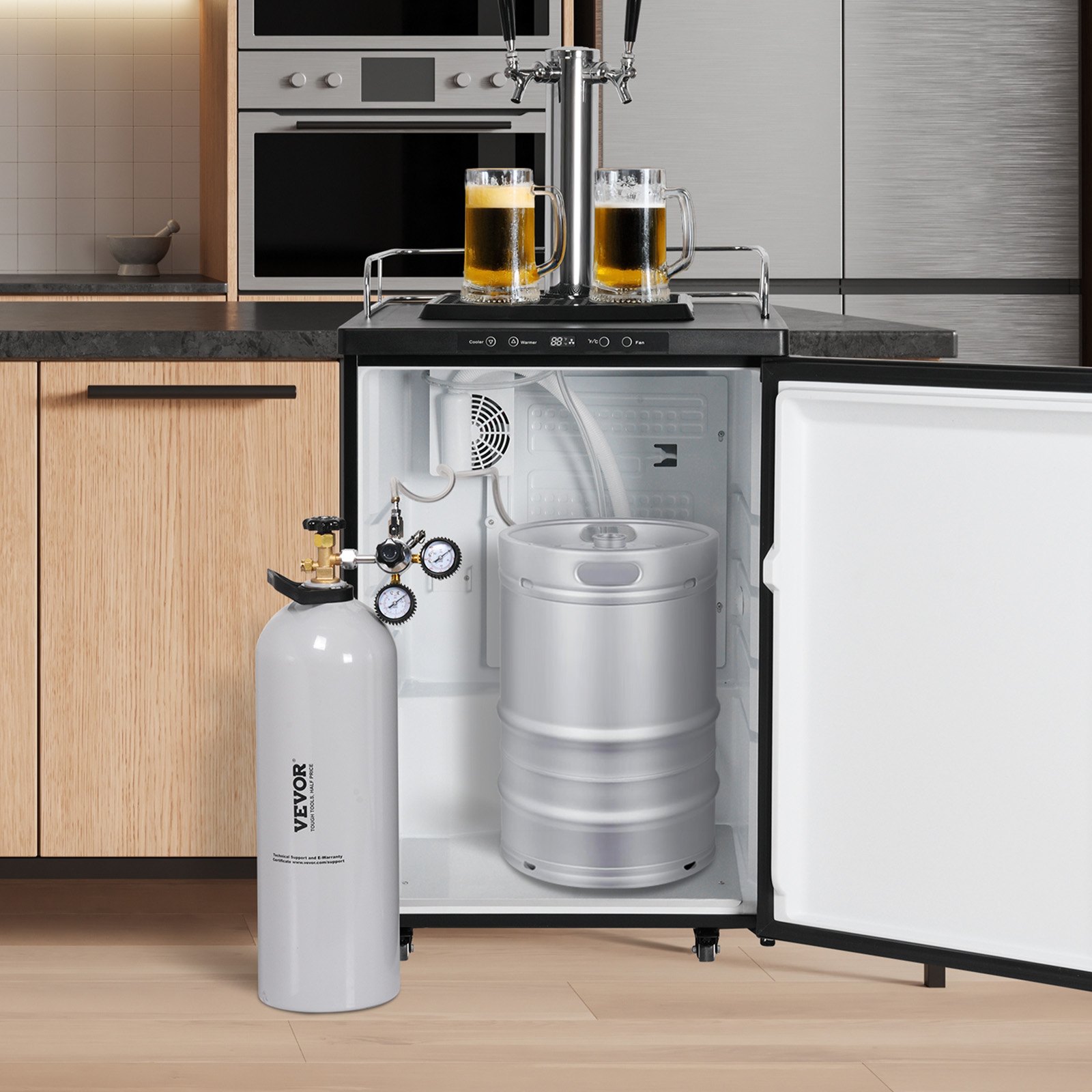Tanque de CO2 VEVOR, cilindro de aleación de aluminio nuevo de 20 libras, tanque de aire de CO2 con revestimiento en aerosol, válvula CGA320, manija y presión ajustable, cilindro aprobado por DOT y TC para dispensar cerveza de barril y hacer refrescos
