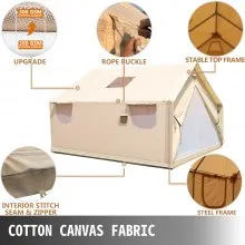 VEVOR Carpa de Pared de Lona 10x12ft, Carpa de Pared con Solapa de PVC para Tormentas, Carpa de Pared de Lona Grande Impermeable, Carpas de Lona para Acampar con Agujero para Estufa para 6-8 personas Acampar al Aire Libre Senderismo Fiesta Caza