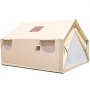 VEVOR - Tienda de campaña grande de lona de 3,6 x 4,2 m, con solapa de PVC, impermeable, para acampar, con orificio para estufa, para 8-10 personas, ideal para fiestas al aire libre, senderismo y barbacoas.