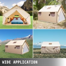 VEVOR Carpa de Lona de Pared 14X16ft, Carpa de Pared con Solapa de Tormenta de PVC, Carpa de Lona Grande para Pared Impermeable, Carpas de Lona para Acampar con Orificio para Estufa para 8-10 Personas Acampar al Aire Libre Senderismo Fiesta Caza