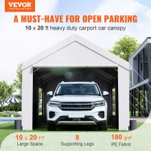 VEVOR Cochera, Toldo para Auto de Alta Resistencia de 10x20 pies, Refugio de Garaje Exterior con Paredes Laterales Removibles, Ventanas y Puertas Ventiladas Enrollables, Lona Impermeable para Todas La