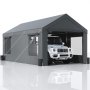 VEVOR Carport, toldo para coche resistente de 12 x 20 pies, refugio para garaje al aire libre con paredes laterales extraíbles, ventanas y puertas enrollables ventiladas, resistente a los rayos UV, lona impermeable para todas las estaciones para coche, camión, barco, gris oscuro
