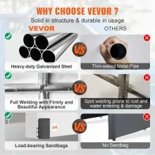 VEVOR Cochera, Toldo para Auto de Alta Resistencia de 12 x 20 pies con Ventanas Ventiladas Enrollables, Garaje Portátil Extra Grande con Paredes Laterales Removibles, Lona Impermeable Resistente a los