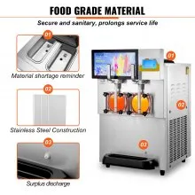 VEVOR Comercial Slushy Machine Máquina de granizados Maquina para frappe 8L / 2.1 Gal Double Bowl Margarita Machine 1155W Acero inoxidable Margarita