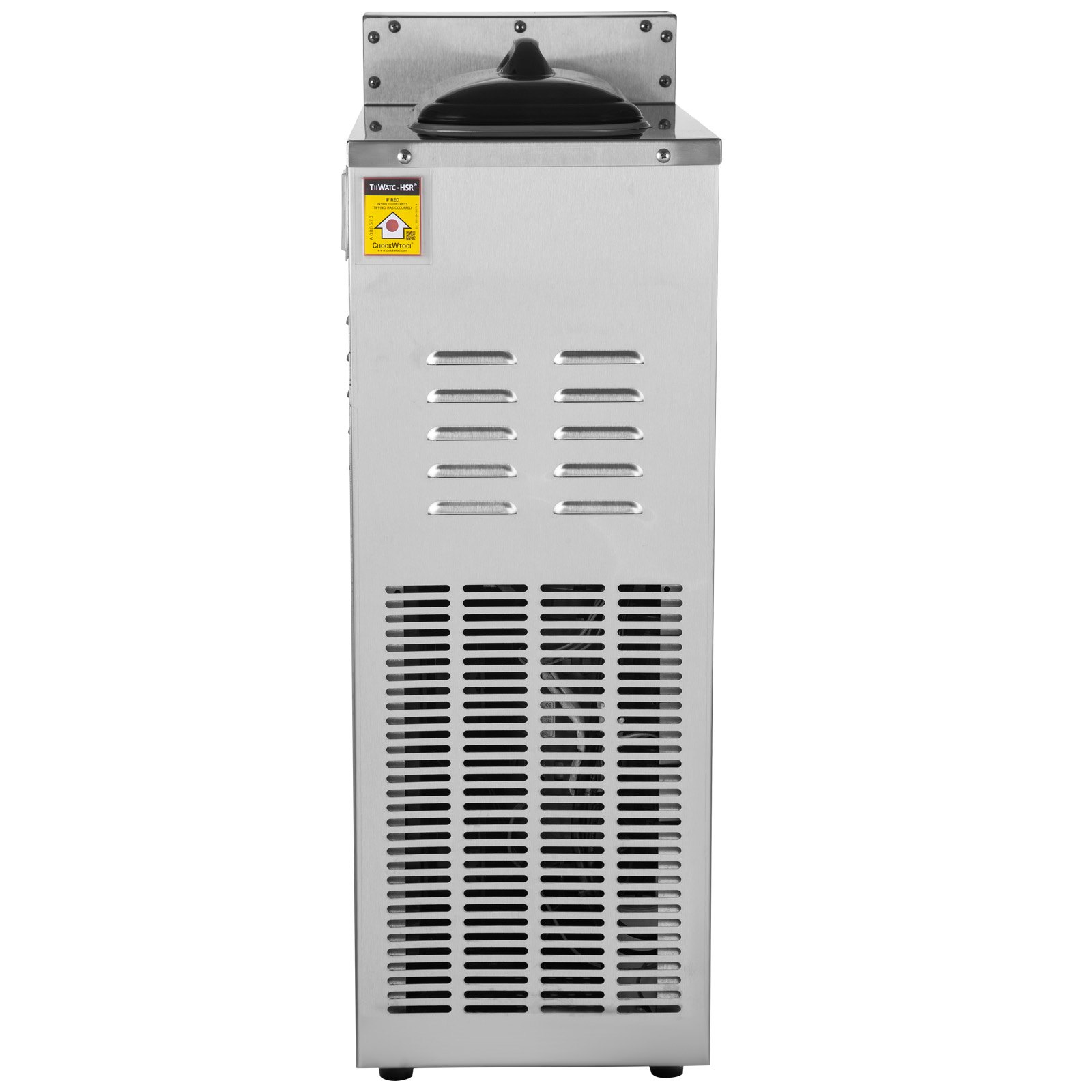 Máquina de granizados VEVOR de acero inoxidable con ranuras de ventilación y asa superior negra.