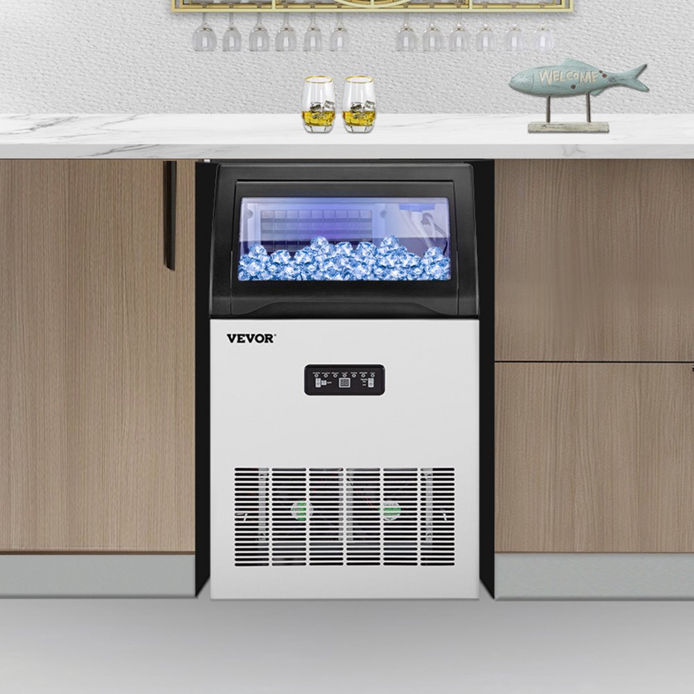 VEVOR 110V Máquina comercial de hielo Fabricador De Hielo 110 libras/24 horas máquina de hielo de 530 W con capacidad de almacenamiento de 30 libras