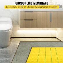 VEVOR Membrana de Polietileno para Desacoplamiento 12,5 x 1 m Rollo de Membrana de Desacoplamiento Grosor 3 mm Membrana para Desacoplar e Impermeabilizar Área de Cobertura 12,5 m² para Baño Cocina