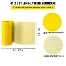 VEVOR Membrana de Polietileno para Desacoplamiento 12,5 x 1 m Rollo de Membrana de Desacoplamiento Grosor 3 mm Membrana para Desacoplar e Impermeabilizar Área de Cobertura 12,5 m² para Baño Cocina
