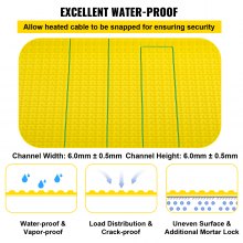 VEVOR Membrana de Polietileno para Desacoplamiento 12,5 x 1 m Rollo de Membrana de Desacoplamiento Grosor 3 mm Membrana para Desacoplar e Impermeabilizar Área de Cobertura 12,5 m² para Baño Cocina