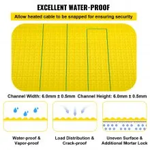 VEVOR Membrana de Polietileno para Desacoplamiento 12,5 x 1 m Rollo de Membrana de Desacoplamiento Grosor 3 mm Membrana para Desacoplar e Impermeabilizar Área de Cobertura 12,5 m² para Baño Cocina