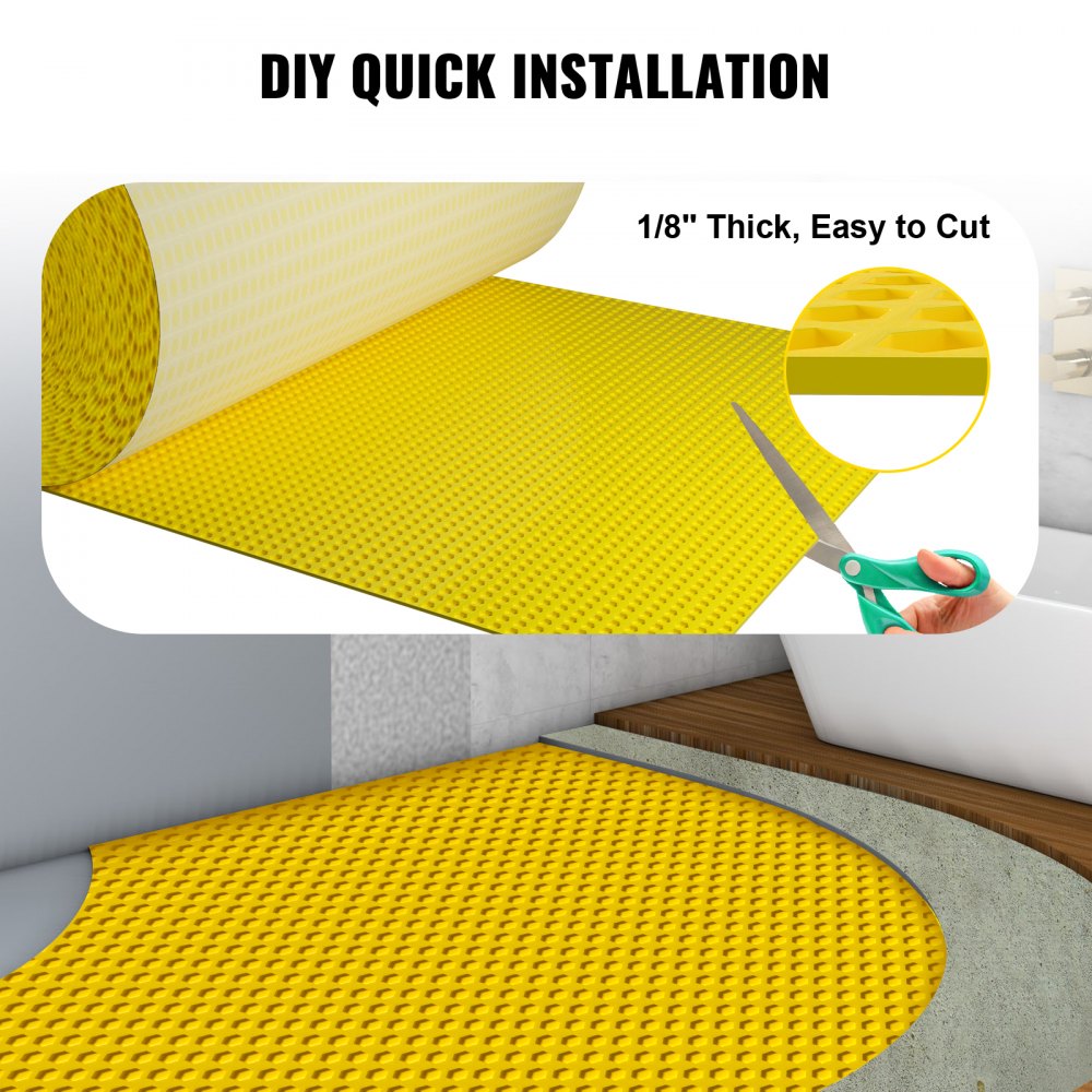 Tuspuzz Membrana de Polietileno para Desacoplamiento 6x1 m Grosor 3 mm para Baño