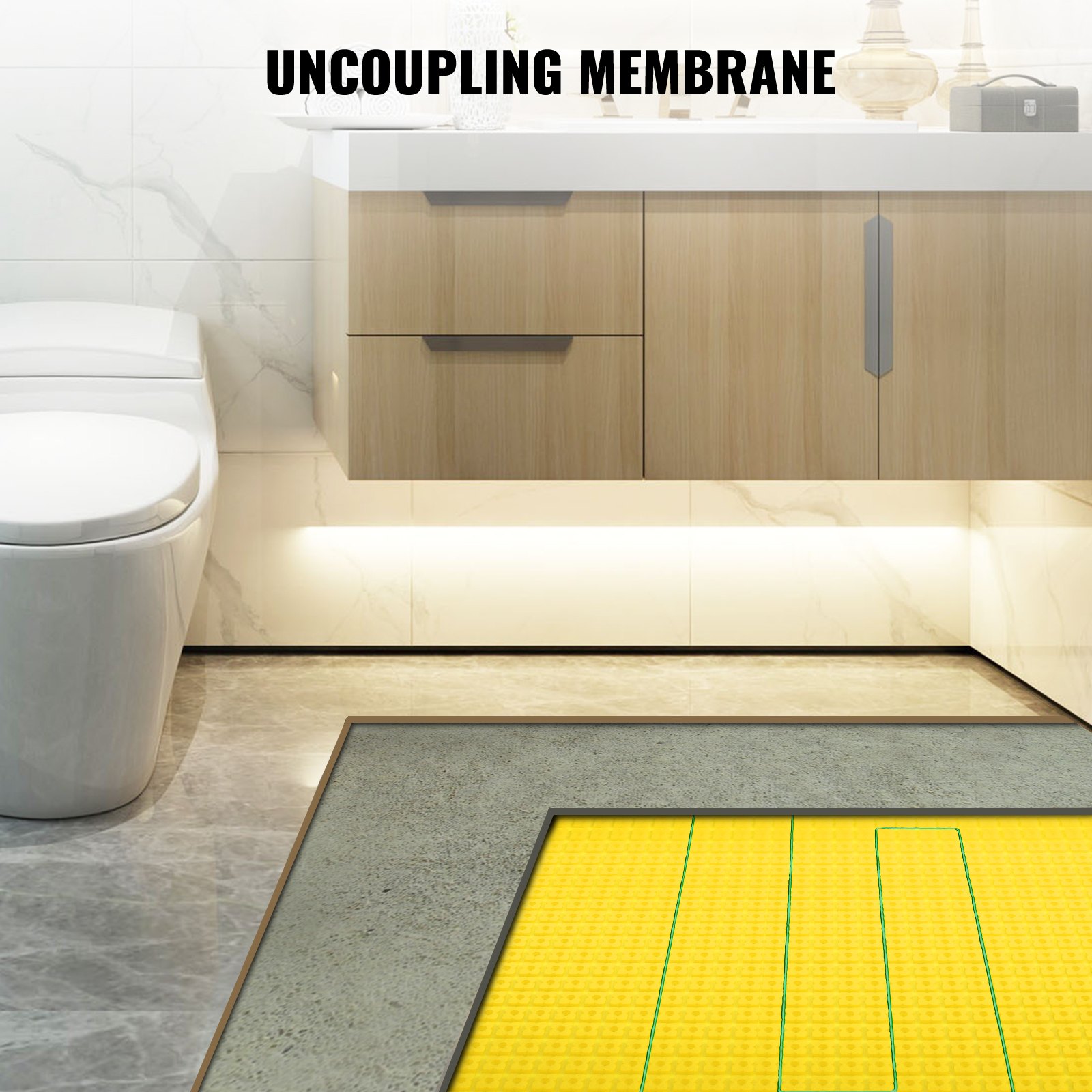 Tuspuzz Membrana de Polietileno para Desacoplamiento 6x1 m Grosor 3 mm para Baño