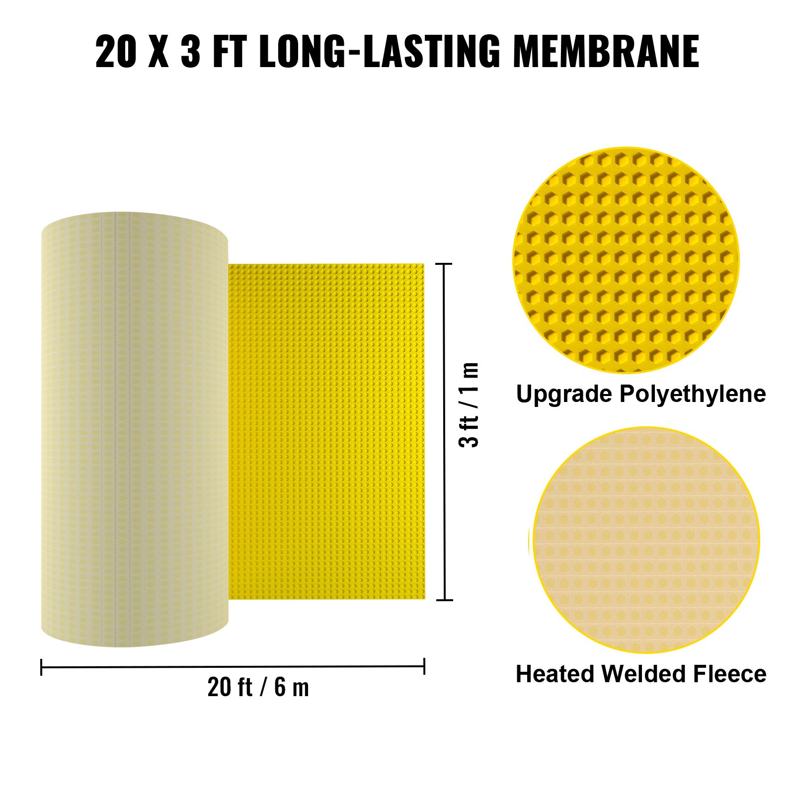 Tuspuzz Membrana de Polietileno para Desacoplamiento 6x1 m Grosor 3 mm para Baño