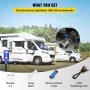 Bomba maceradora VEVOR RV, bombas de residuos de agua autocebantes de 12 V 12 GPM con conector RV y manguera, altura de elevación de 16 pies, liberación rápida de funcionamiento en seco de 60 s, enjuague de agua dulce y función de trituración manual, para yate RV