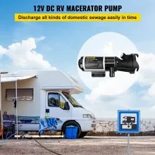 Bomba maceradora VEVOR RV, bombas de residuos de agua autocebantes de 12 V 12 GPM con conector RV y manguera, altura de elevación de 16 pies, liberación rápida de funcionamiento en seco de 60 s, enjuague de agua dulce y función de trituración manual, para yate RV