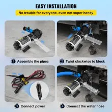 Bomba maceradora VEVOR RV, bombas de residuos de agua autocebantes de 12 V 12 GPM con conector RV y manguera, altura de elevación de 16 pies, liberación rápida de funcionamiento en seco de 60 s, enjuague de agua dulce y función de trituración manual, para yate RV