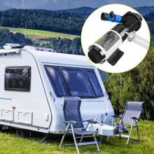 Bomba maceradora VEVOR RV, bombas de residuos de agua autocebantes de 12 V 12 GPM con conector RV y manguera, altura de elevación de 16 pies, liberación rápida de funcionamiento en seco de 60 s, enjuague de agua dulce y función de trituración manual, para yate RV