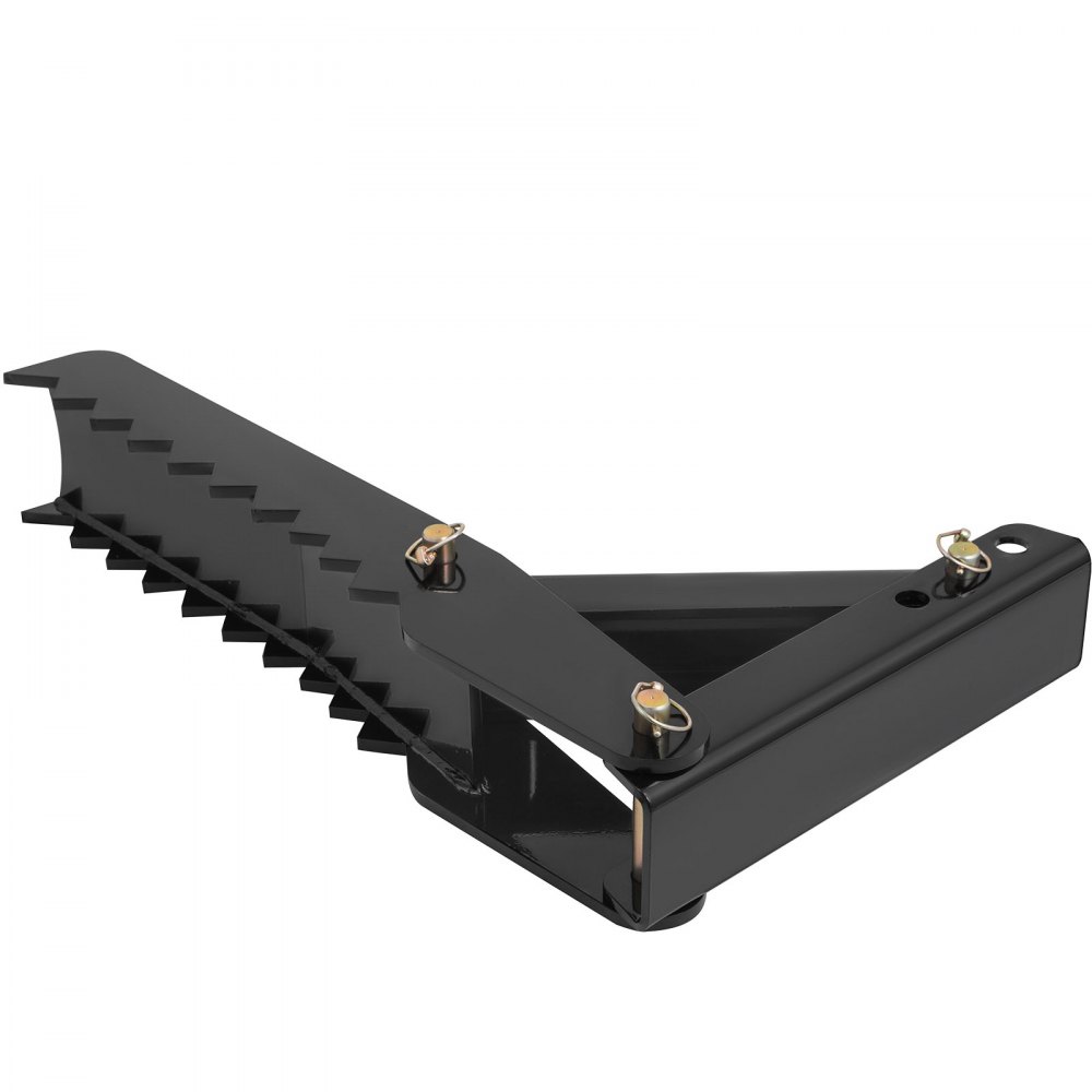 Accesorio de pulgar para excavadora VEVOR con dientes ajustables en un elegante acabado negro.